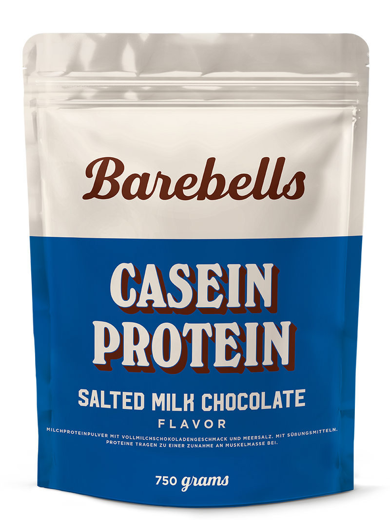 Barebells Casein Protein Salted Milk Chocolate powder in 750g pouch with blue design